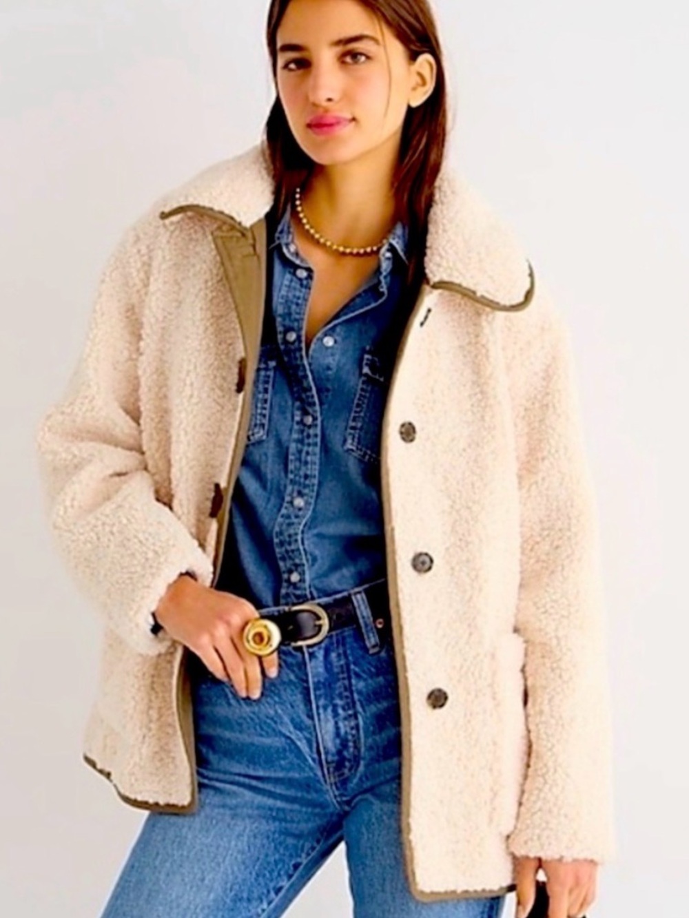 J. Crew Teddy sherpa jacket Size Medium- Like New